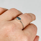 Blue Topaz Oval Faceted Gemstone with fine Sterling Silver Ring