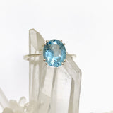 Blue Topaz Oval Faceted Solitaire Ring PRGJ793