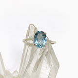 Blue Topaz Oval Faceted Solitaire Ring PRGJ794