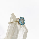 Blue Topaz Oval Faceted Solitaire Ring PRGJ794