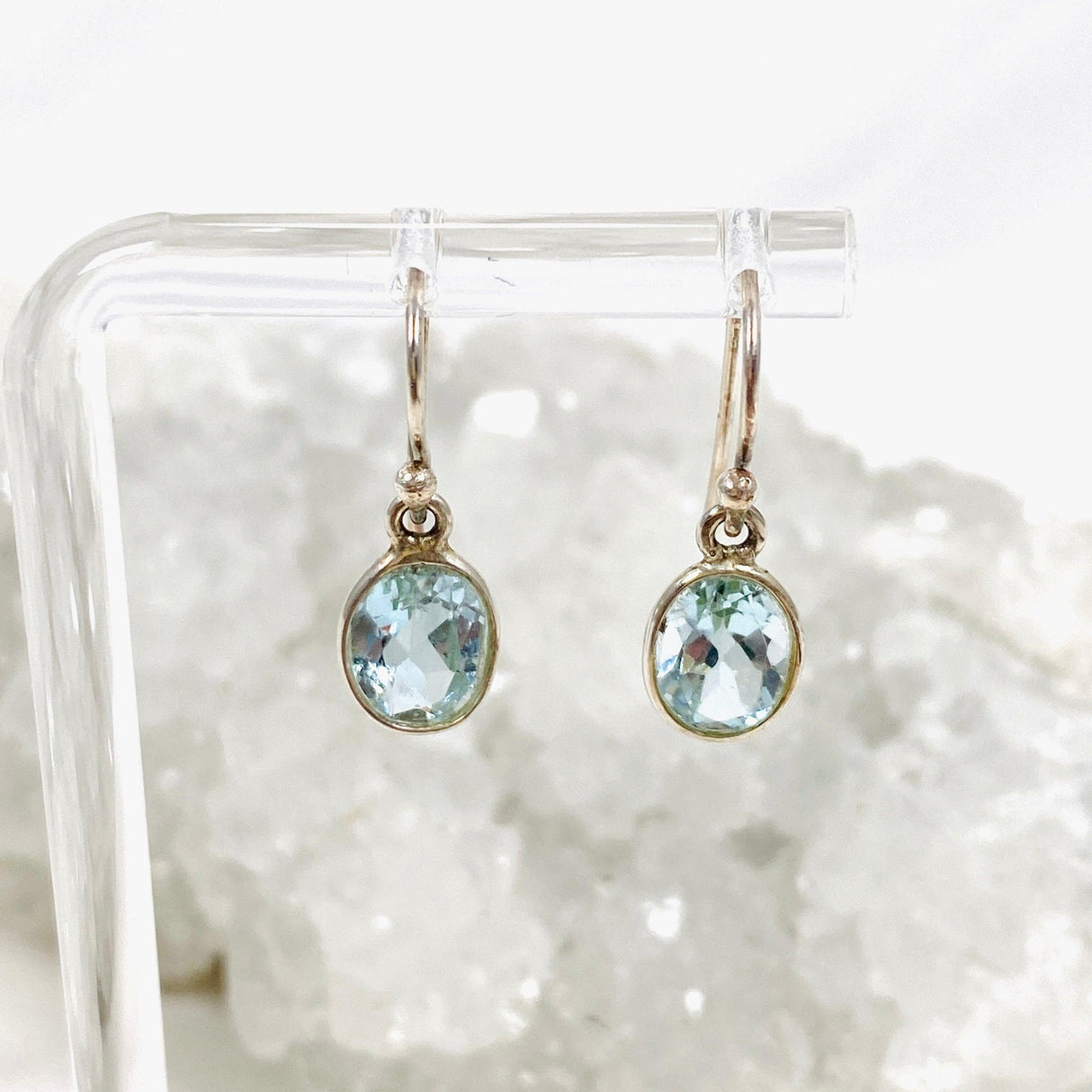 Blue Topaz petite oval faceted earrings KEGJ408 - Nature's Magick