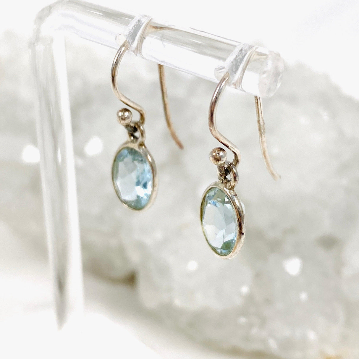 Blue Topaz petite oval faceted earrings KEGJ408 - Nature's Magick