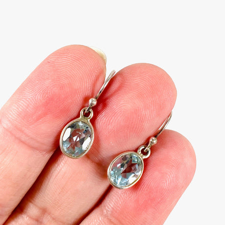 Blue Topaz petite oval faceted earrings KEGJ408 - Nature's Magick