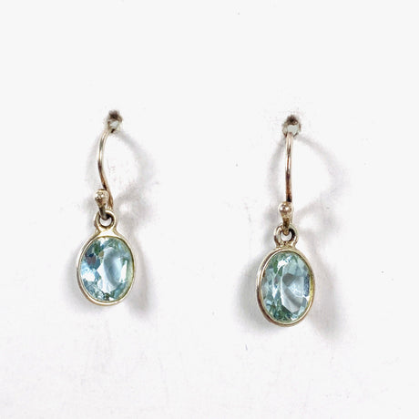 Blue Topaz petite oval faceted earrings KEGJ408 - Nature's Magick