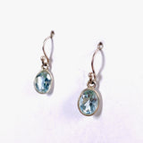 Blue Topaz petite oval faceted earrings KEGJ408 - Nature's Magick