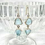 Blue Topaz raw double drop earrings KEGJ1100 - Nature's Magick