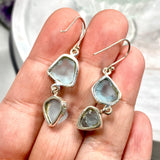 Blue Topaz raw double drop earrings KEGJ1100 - Nature's Magick