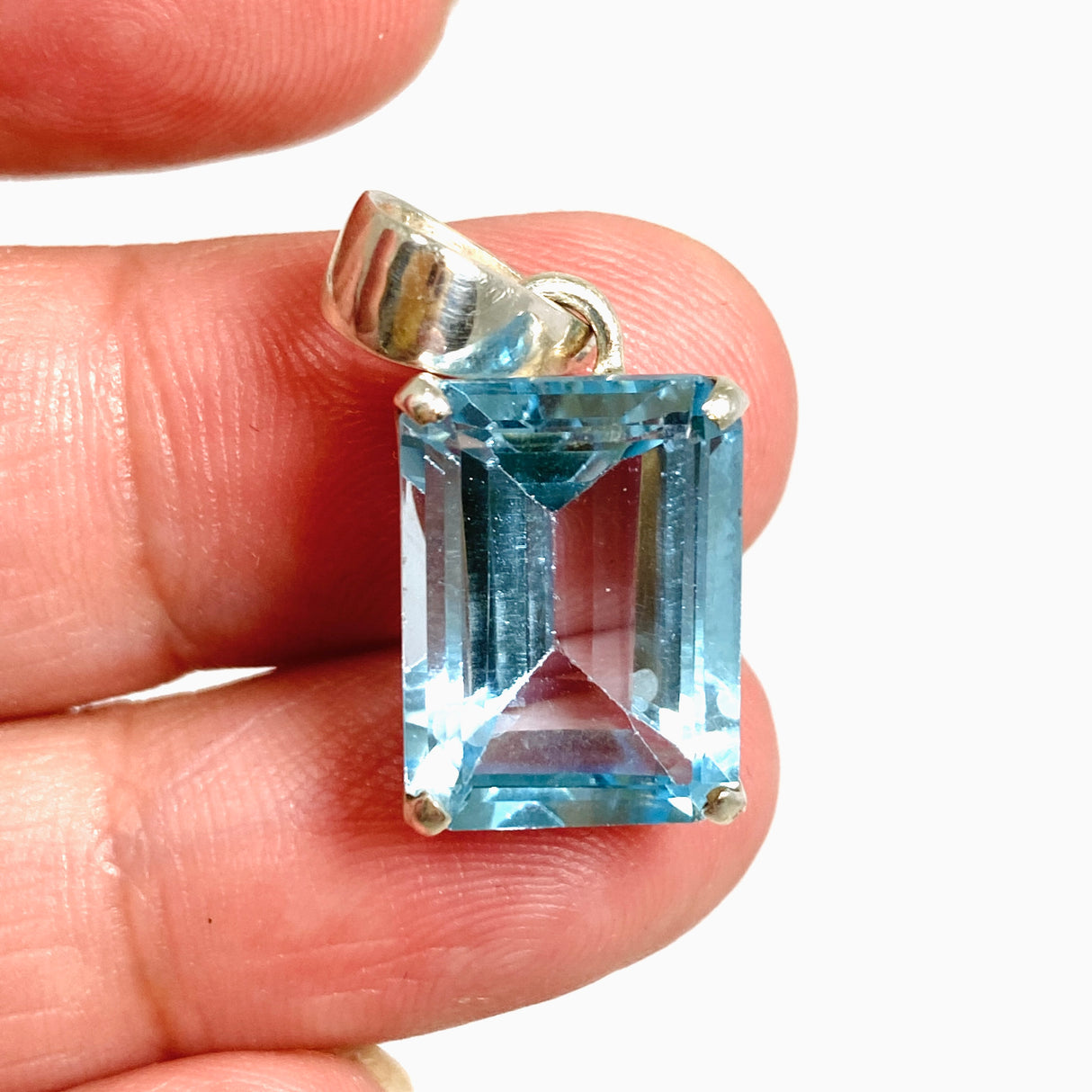 Blue Topaz Rectangular Faceted Pendant PPGJ1248