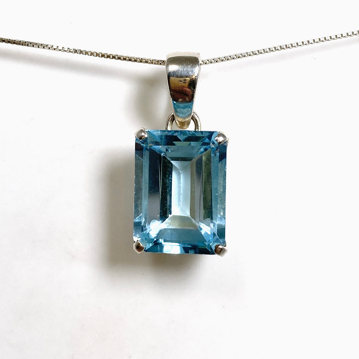 Blue Topaz Rectangular Faceted Pendant PPGJ1248