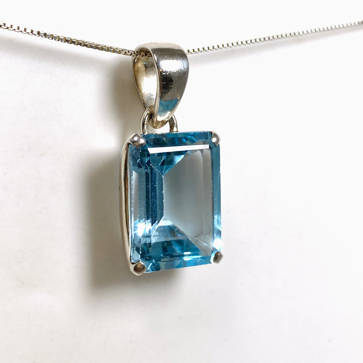 Blue Topaz Rectangular Faceted Pendant PPGJ1248