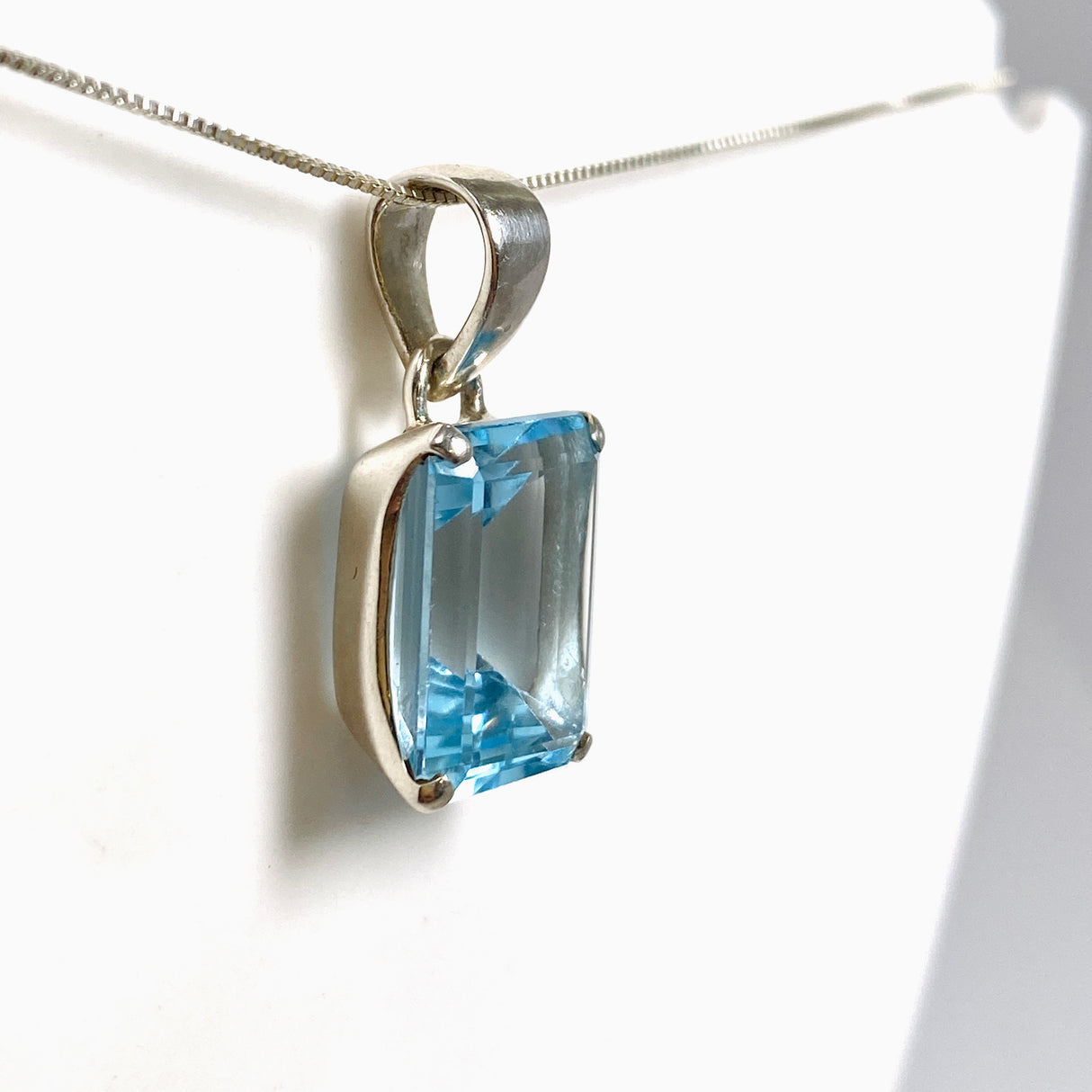 Blue Topaz Rectangular Faceted Pendant PPGJ1248
