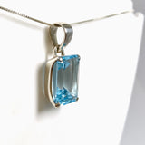 Blue Topaz Rectangular Faceted Pendant PPGJ1248