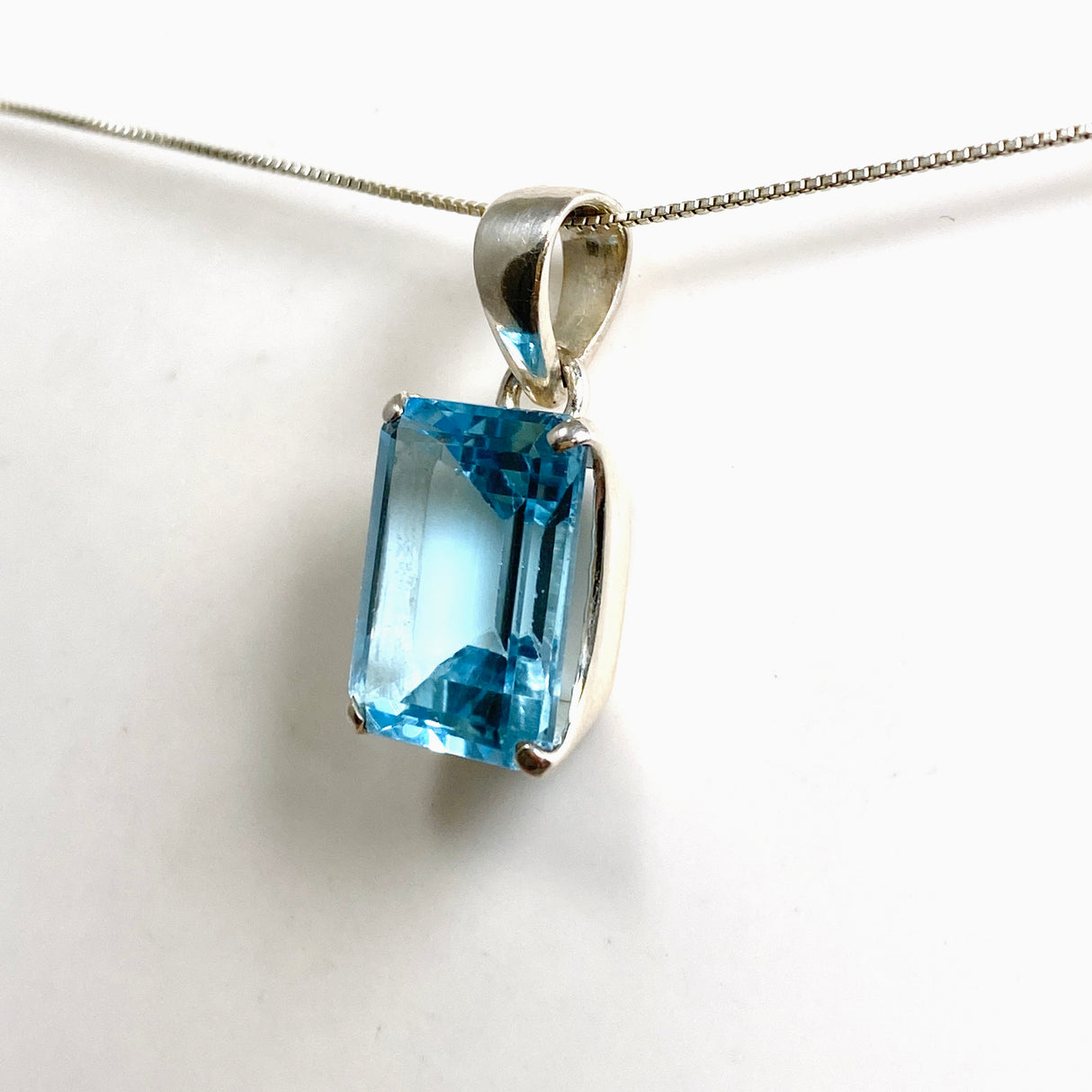 Blue Topaz Rectangular Faceted Pendant PPGJ1248