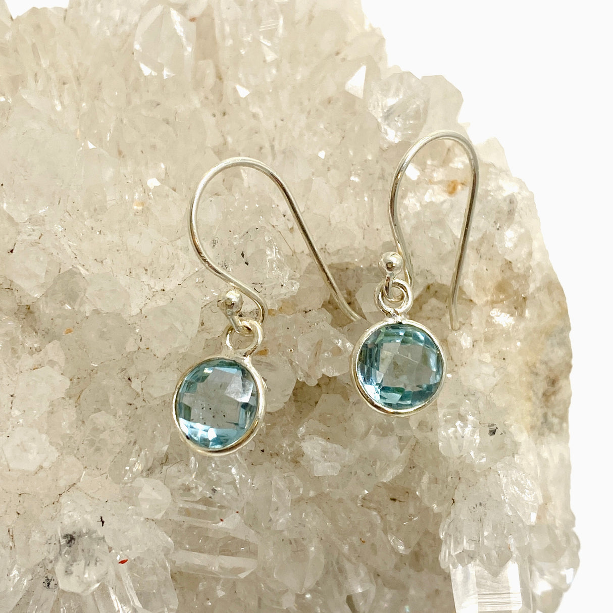 Blue Topaz Round Faceted Earrings PEGJ265