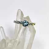 Blue Topaz Round Faceted Ring in a Decorative Setting R4807