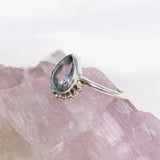 Blue Topaz Teardrop Faceted fine band ring R3800-BT - Nature's Magick