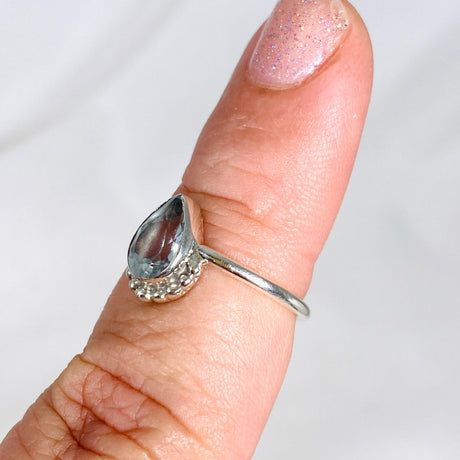 Blue Topaz Teardrop Faceted fine band ring R3800-BT - Nature's Magick