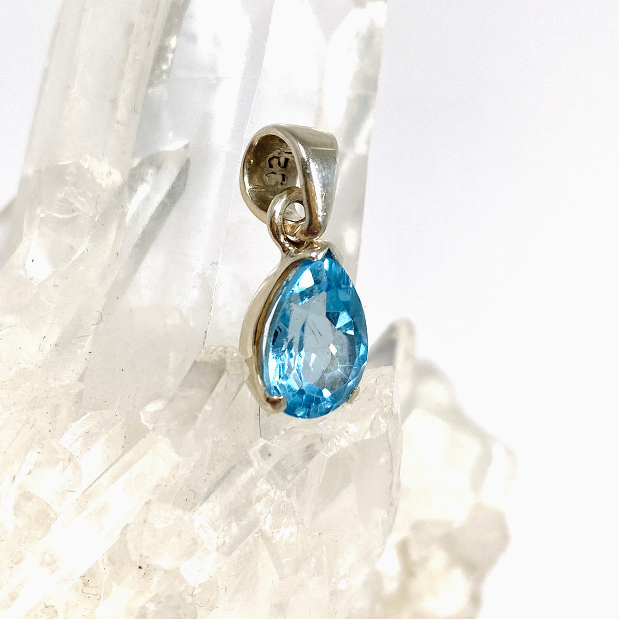 Blue Topaz Teardrop Faceted Pendant PPGJ1247