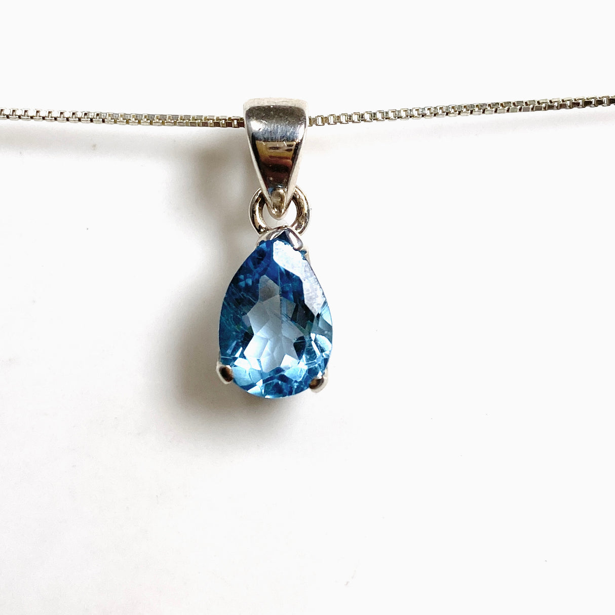 Blue Topaz Teardrop Faceted Pendant PPGJ1247
