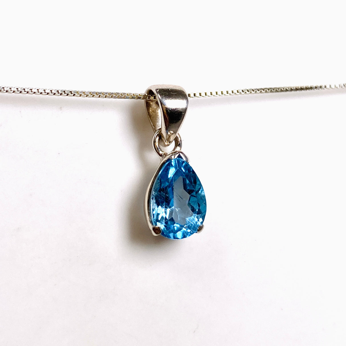 Blue Topaz Teardrop Faceted Pendant PPGJ1247