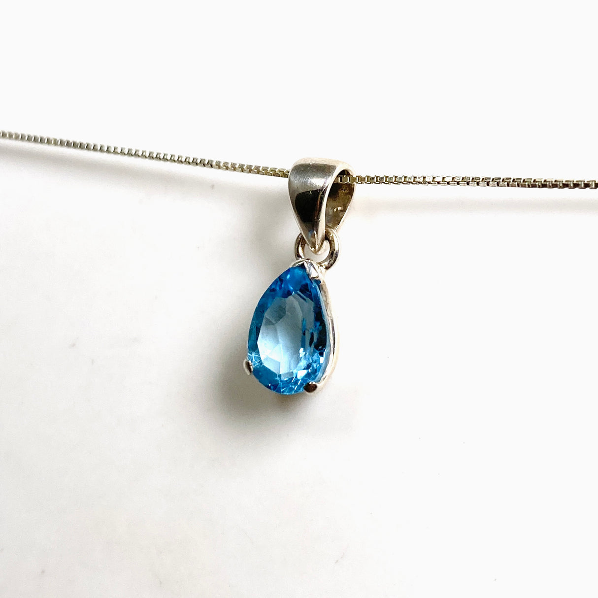 Blue Topaz Teardrop Faceted Pendant PPGJ1247