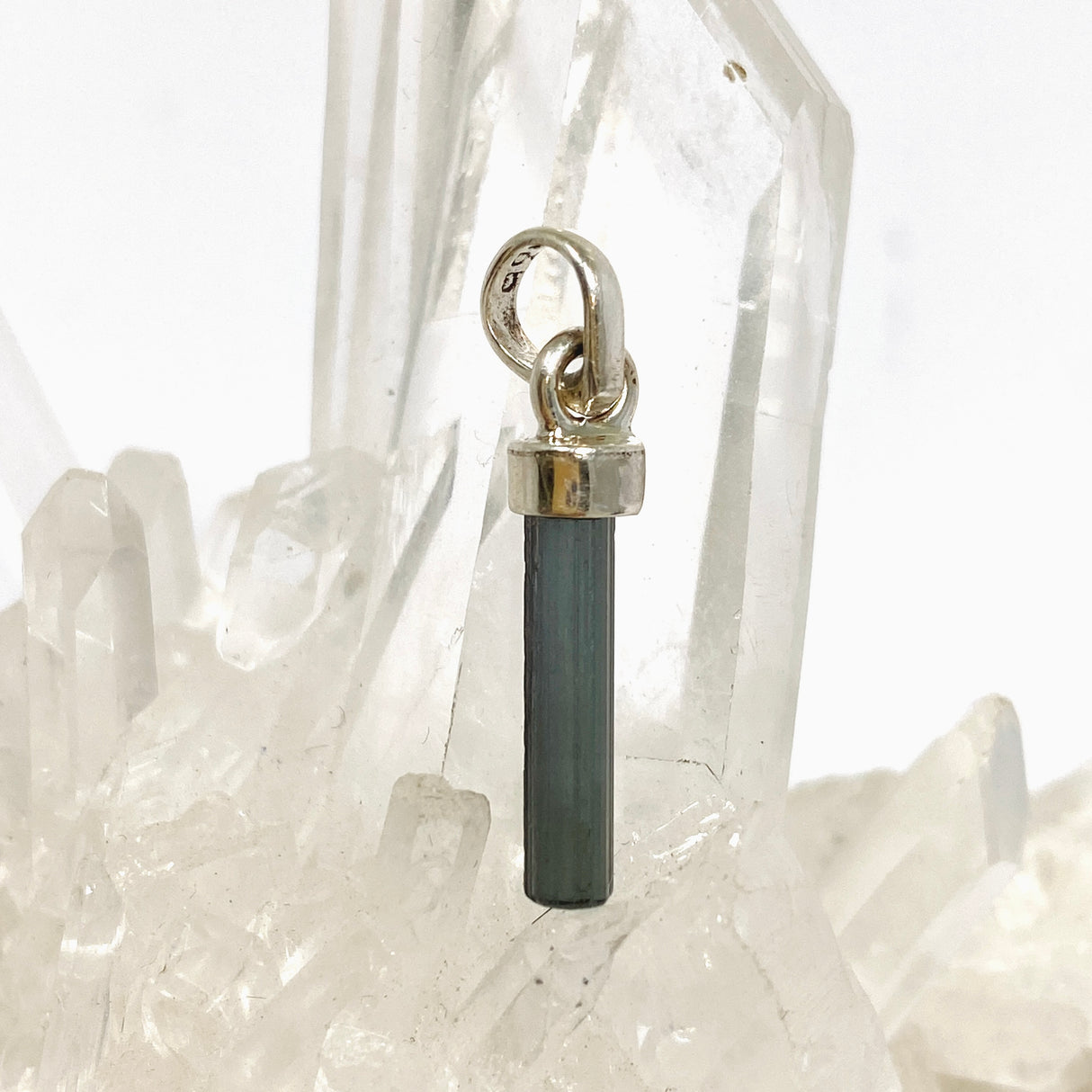 Blue Tourmaline Raw Crystal Pendant PPGJ1192