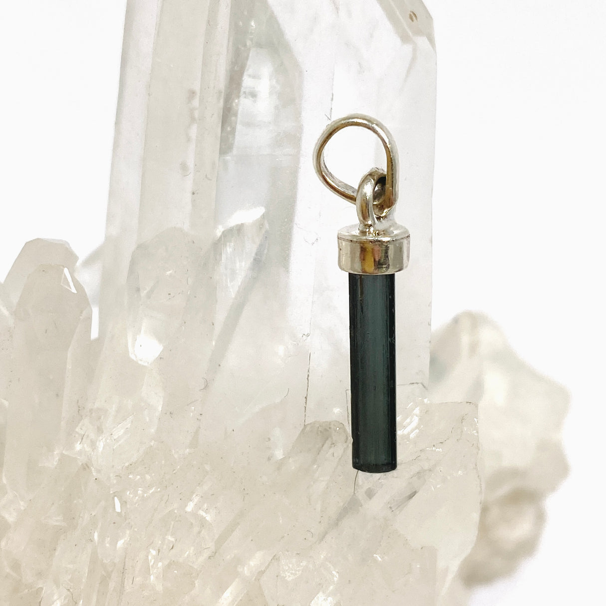 Blue Tourmaline Raw Crystal Pendant PPGJ1192