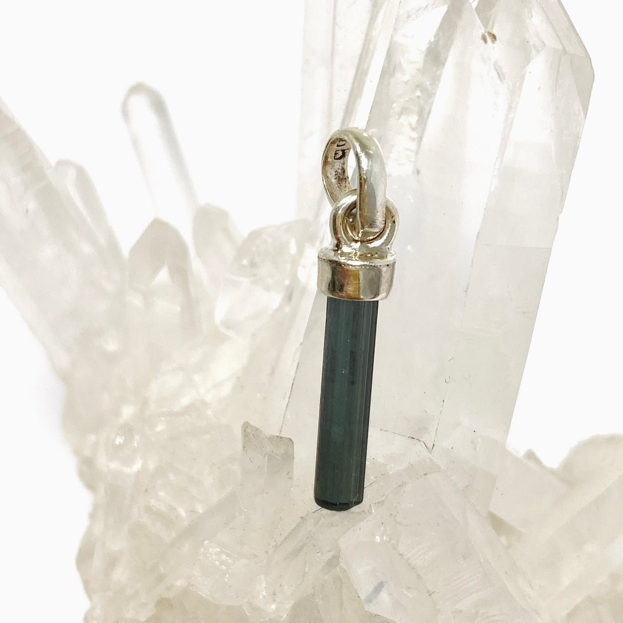 Blue Tourmaline Raw Crystal Pendant PPGJ1192