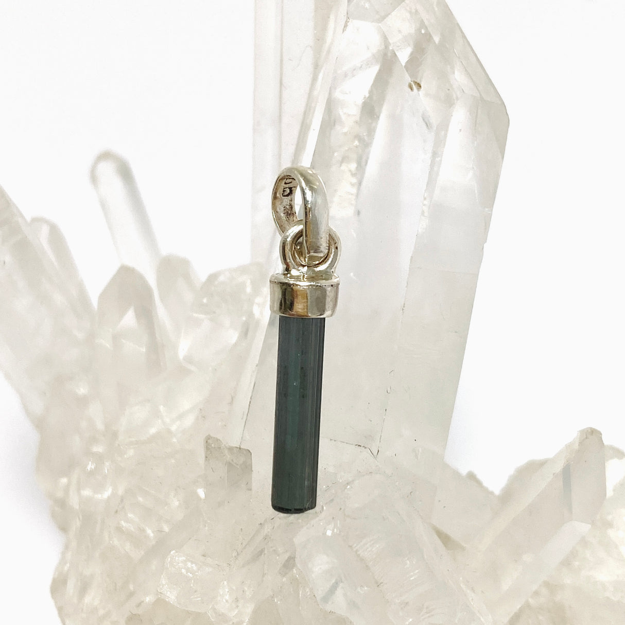 Blue Tourmaline Raw Crystal Pendant PPGJ1192