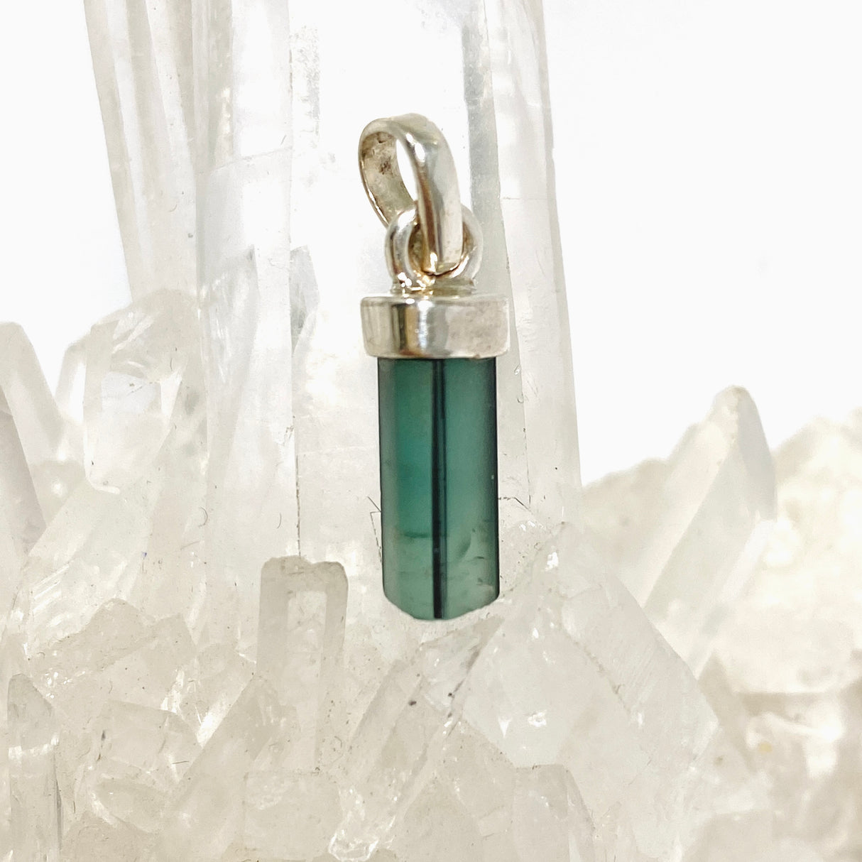 Blue Tourmaline Raw Crystal Pendant PPGJ1193