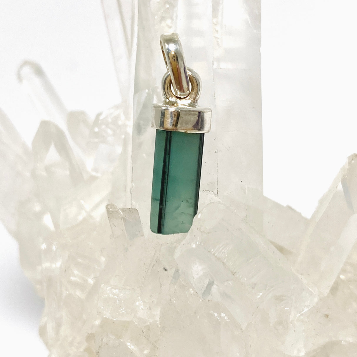 Blue Tourmaline Raw Crystal Pendant PPGJ1193