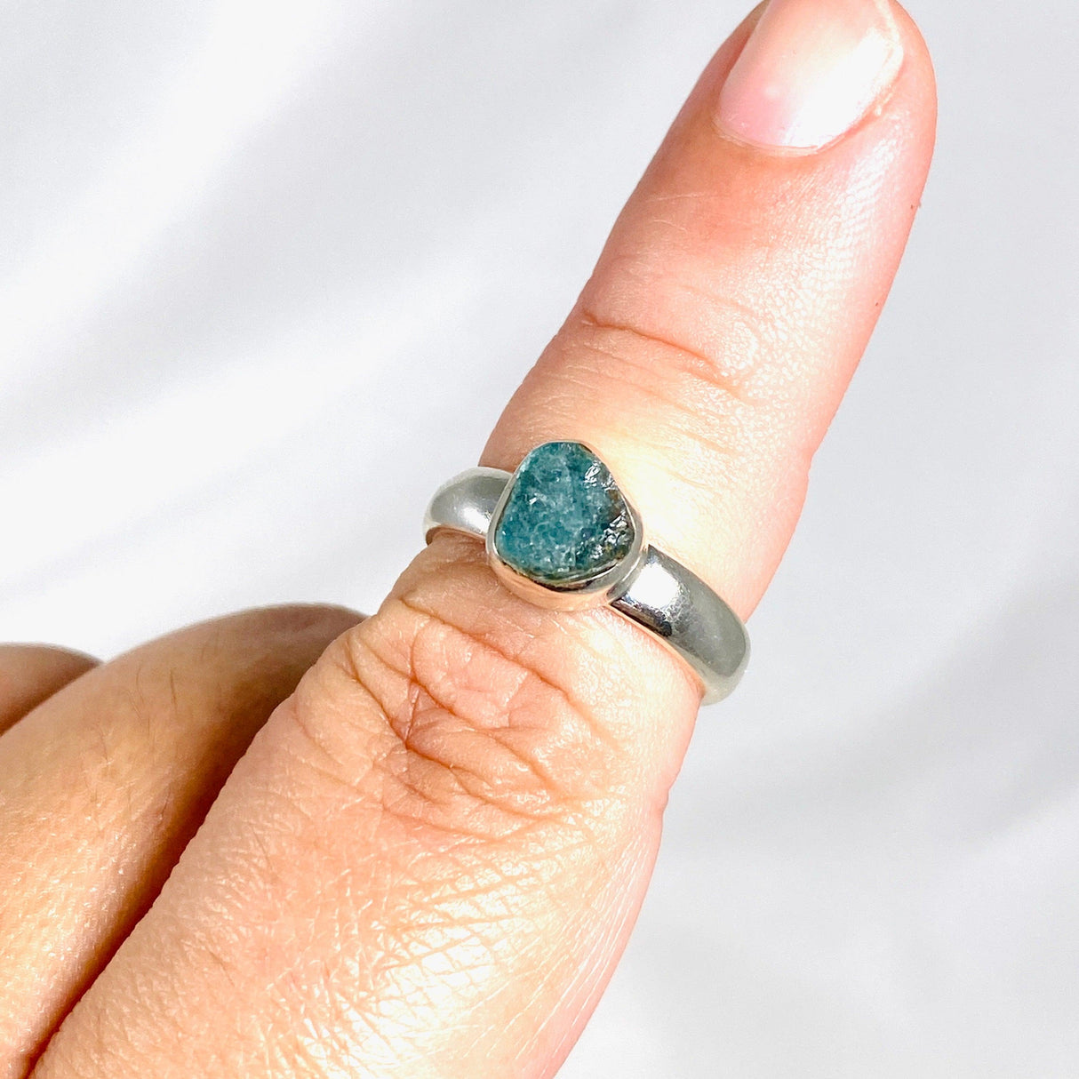 Blue Tourmaline Raw Ring Size 7.5 PRGJ355 - Nature's Magick