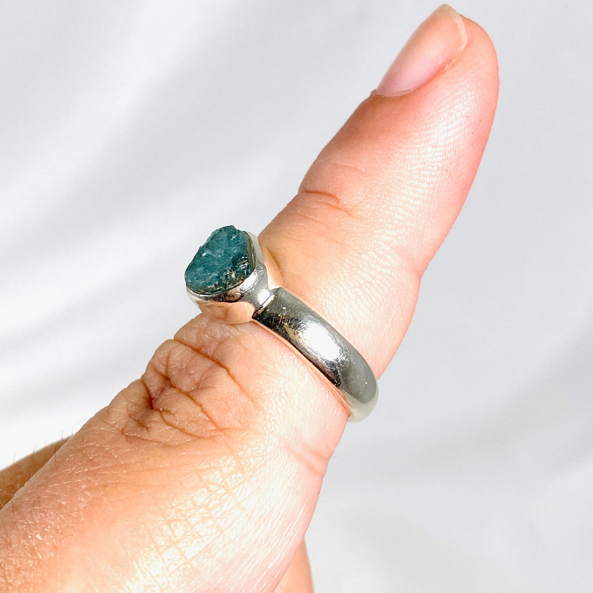 Blue Tourmaline Raw Ring Size 7.5 PRGJ355 - Nature's Magick