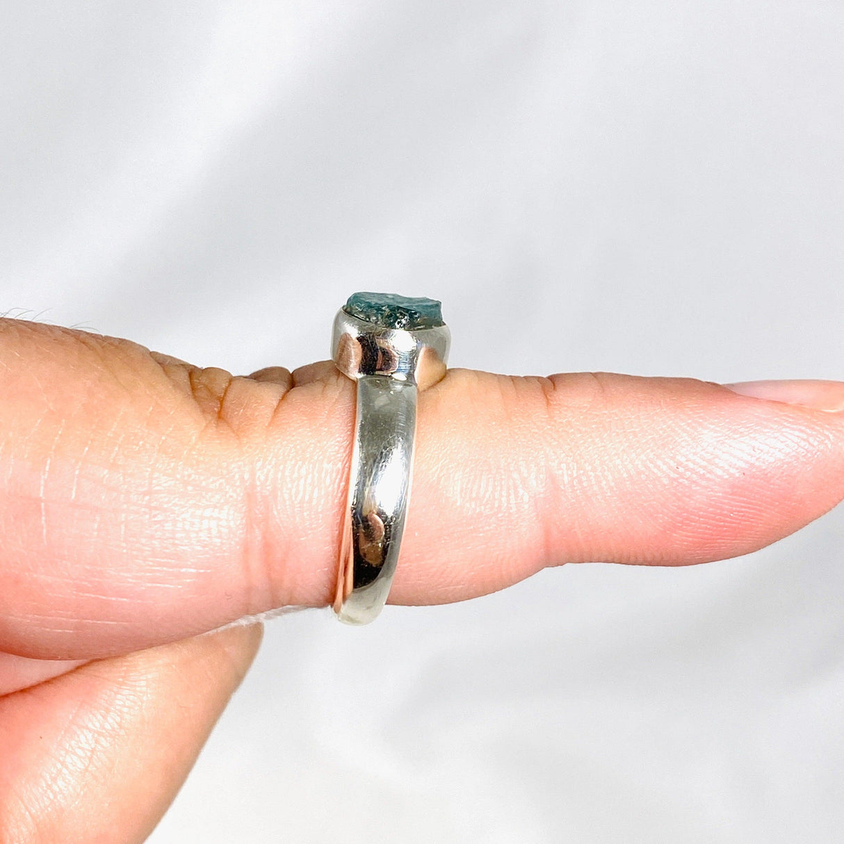 Blue Tourmaline Raw Ring Size 7.5 PRGJ355 - Nature's Magick