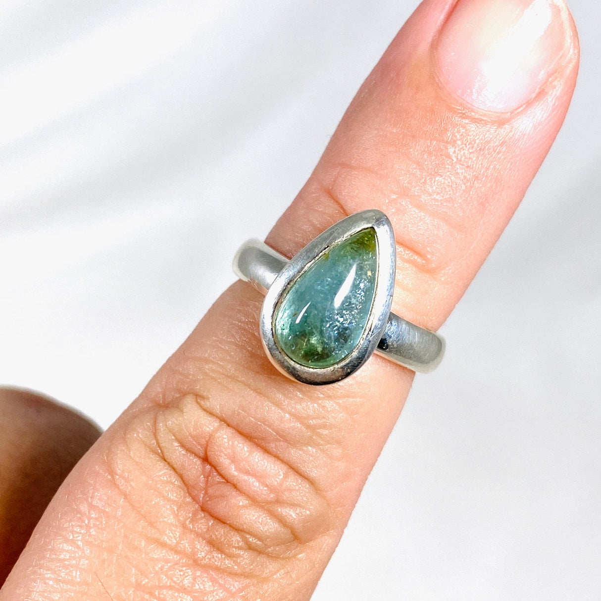 Blue Tourmaline Teardrop Ring Size 6.5 PRGJ348 - Nature's Magick