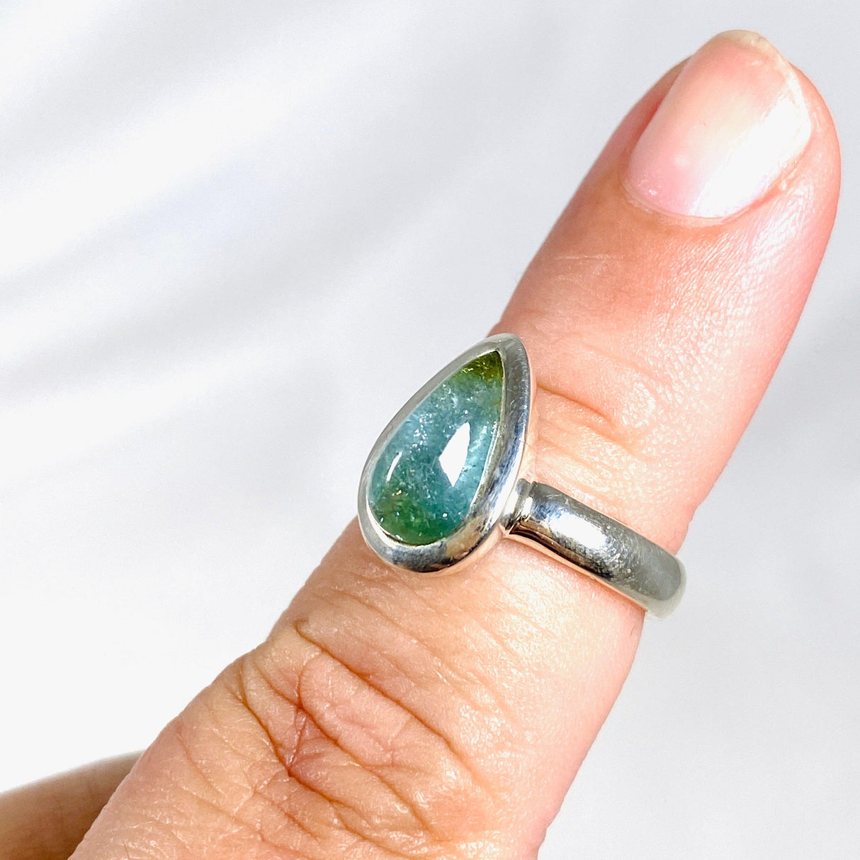 Blue Tourmaline Teardrop Ring Size 6.5 PRGJ348 - Nature's Magick