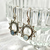 Boho mandala Aquamarine cabochon earrings KEGJ565 - Nature's Magick