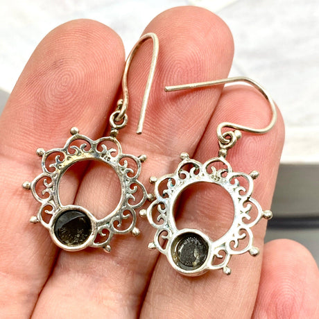 Boho mandala Hematite cabochon earrings KEGJ569 - Nature's Magick