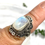 Boho Style Moonstone rectangular ring s.8 KRGJ2776 - Nature's Magick