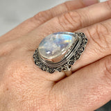 Boho Style Moonstone teardrop ring s.7 KRGJ2779 - Nature's Magick