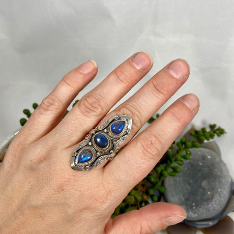 Boho Style R4078 Labradorite multi stone ring s.7.5 - Nature's Magick