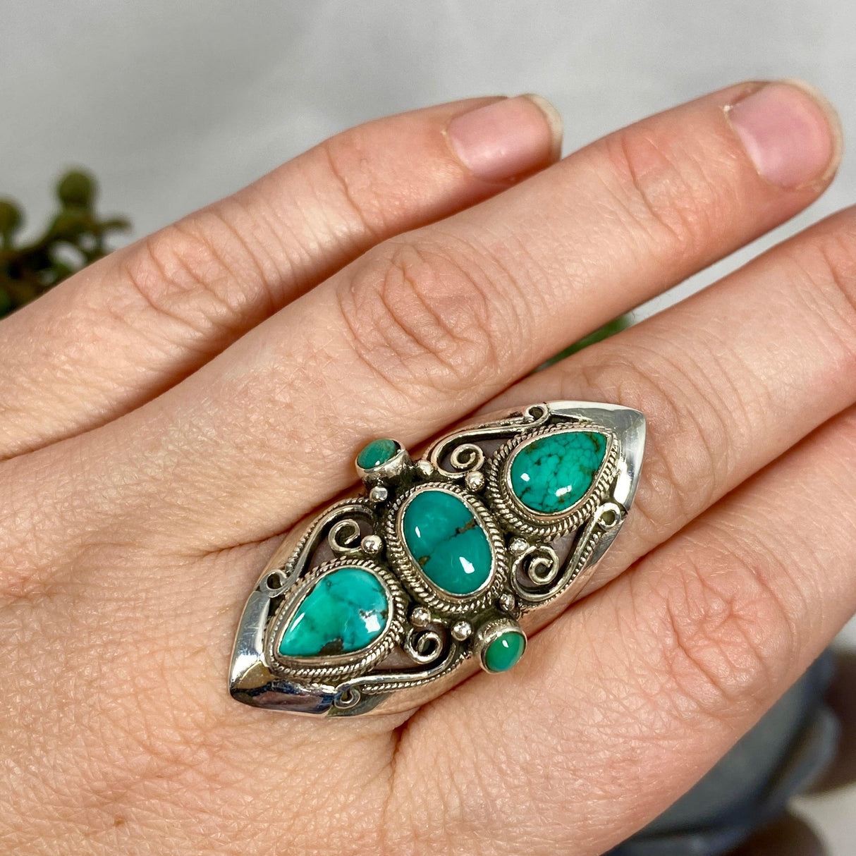 Boho Style Turquoise Multi-Stone Ring Size 8 R4068 - Nature's Magick