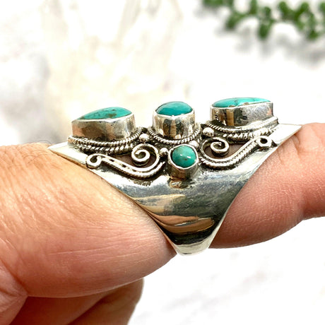 Boho Style Turquoise Multi-Stone Ring Size 8 R4068 - Nature's Magick