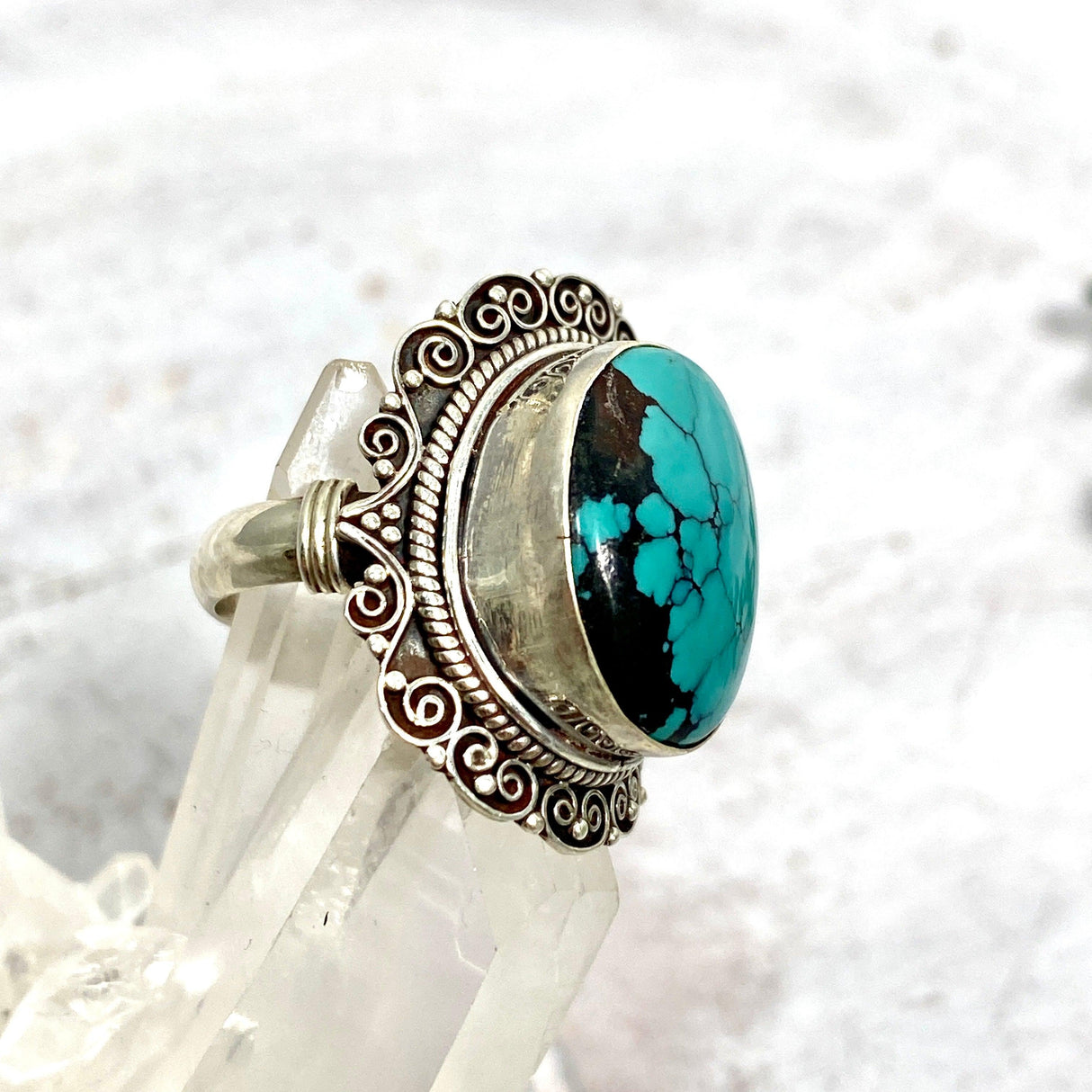 Boho Style Turquoise oval ring s.7 KRGJ2778 - Nature's Magick