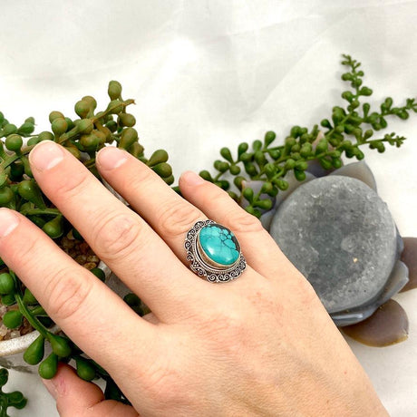 Boho Style Turquoise oval ring s.7 KRGJ2778 - Nature's Magick