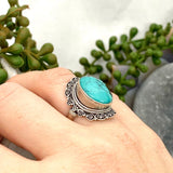 Boho Style Turquoise oval ring s.7 KRGJ2778 - Nature's Magick