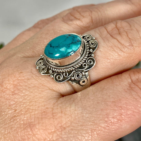 Boho Style Turquoise oval ring s.8 KRGJ2775 - Nature's Magick