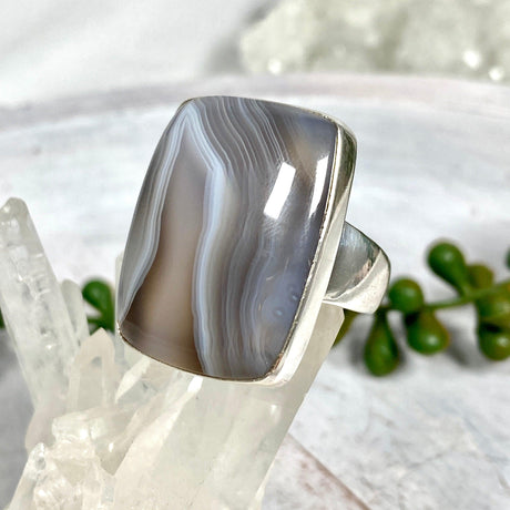 Botswana Agate rectangular ring s.11 KRGJ2236 - Nature's Magick