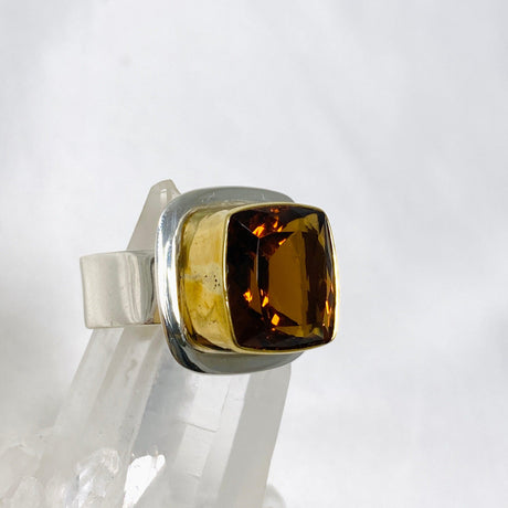 Brandy Citrine faceted square ring s.11 KRGJ2901 - Nature's Magick