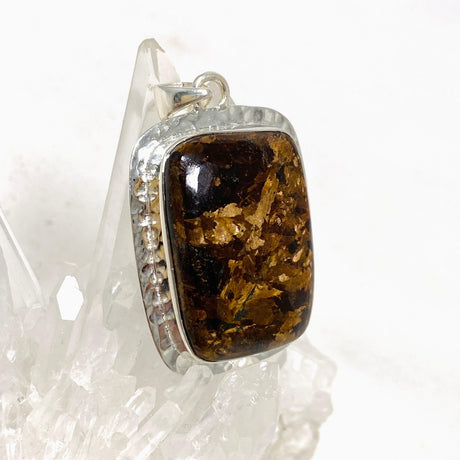 Bronzite Rectangular Pendant in a Hammered Setting KPGJ4438 - Nature's Magick